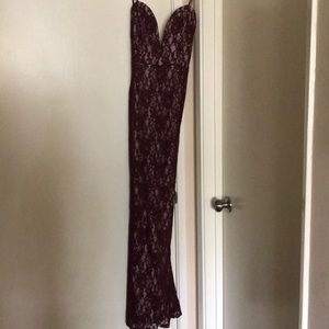 Maroon Lace prom dress